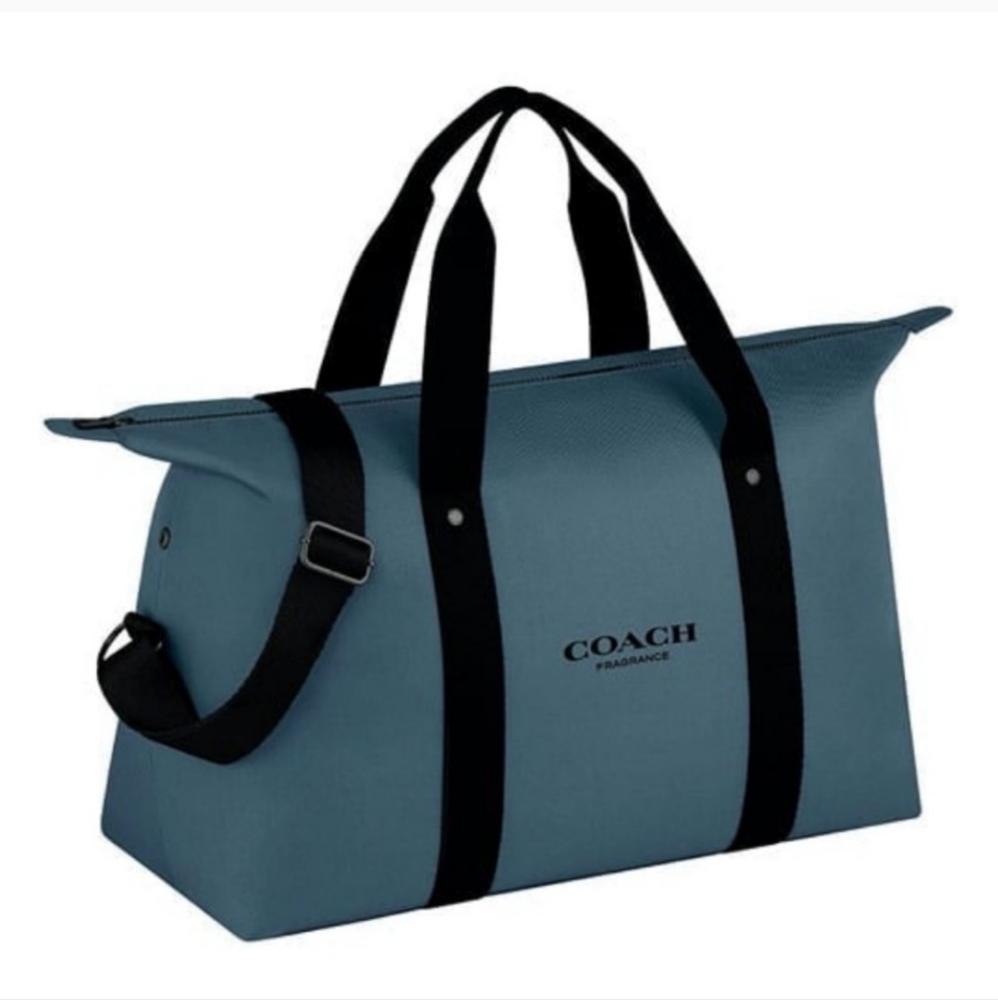 Men's Coach Fragrances Dark Blue Green Weekender Duffle Gym Carry-on Travel Bag